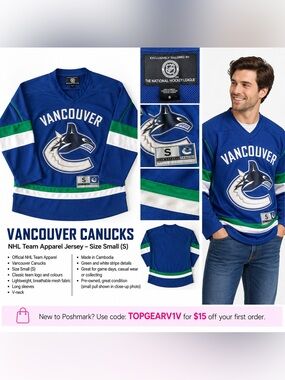 VANCOUVER CANUCKS
NHL Team Apparel Jersey - Size Small (S)
